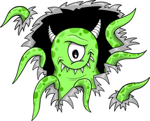 Green Halloween Monster Vector Illustration