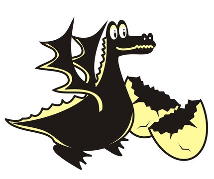 dragon and egg, vector illustration