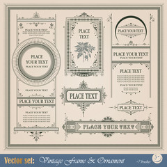 Frame, border, ornament and element in vintage style