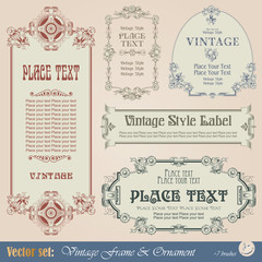 Frame, border, ornament and element in vintage style