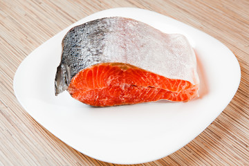 The red frozen fish, salmon, trout