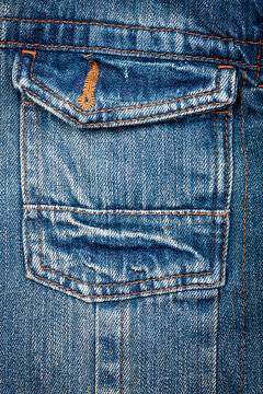 Blue jeans fabric with pocket