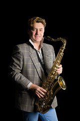 Fototapeta na wymiar Portrait of saxophonist