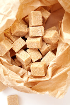 Brown Sugar Cubes In Sugar Paper Bag