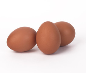 Three Eggs on White Background