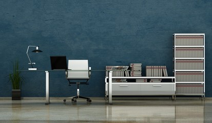Bürodesign - Büro mit Schreibtisch blau
