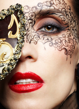 gorgeous woman in mask
