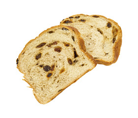 Two slices home made raisin bread