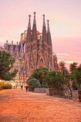 Papier peint photo autocollant rond Barcelona La Sagrada Familia, Barcelone, Espagne.