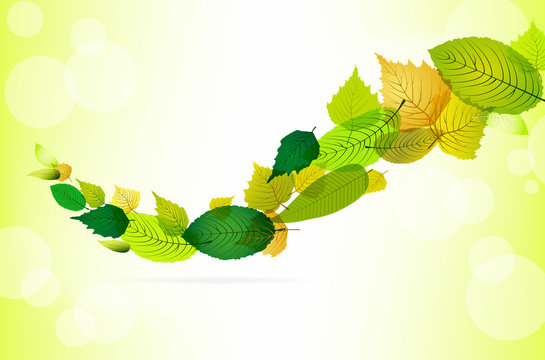 Abstract spring background with leaves and place for text