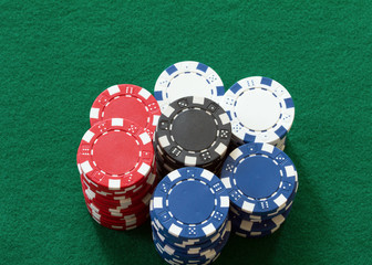 poker chips on a casino table