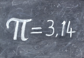 Pi number on blackboard - obrazy, fototapety, plakaty