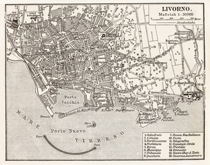 Vintage map of Livorno