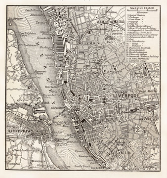 Vintage map of Liverpool