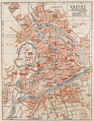 Vintage map of Erfurt