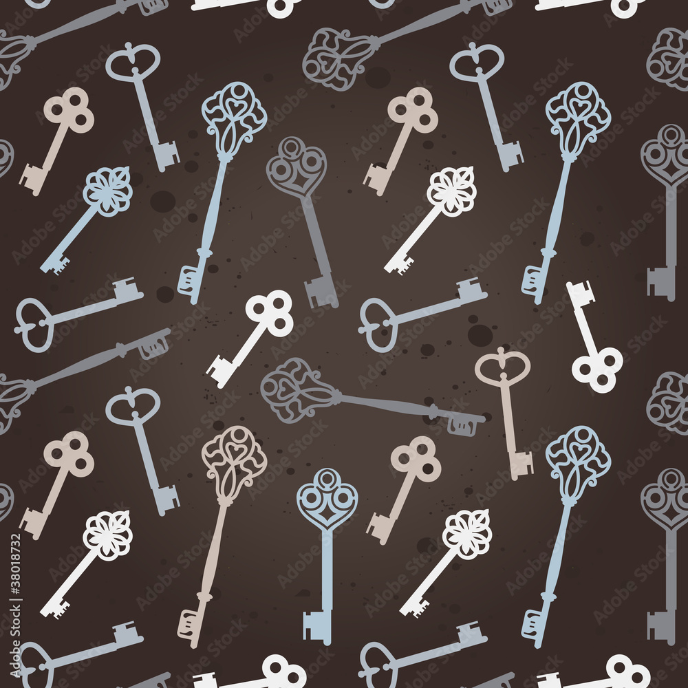 Poster seamless pattern with retro keys
