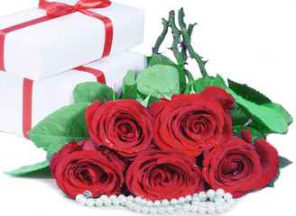 roses and gifts box