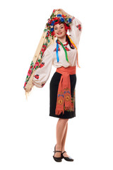 Fototapeta premium Attractive woman in the Ukrainian national clothes