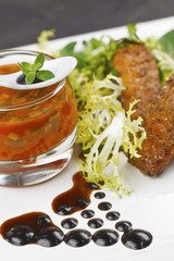 Möhrensülze im Glas mit Lachs-Sticks