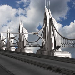 Sci-Fi Background with a bridge