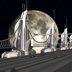 Fototapeta na wymiar Sci-Fi Background with a bridge