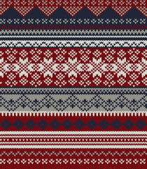 Knitted background in Fair Isle style in three colors