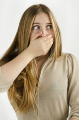Fototapeta premium young woman is afraid