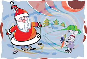 Santa in winter forest