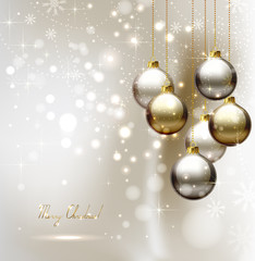elegant glimmered Christmas background with evening balls
