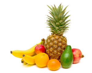 fruits closeup on white background