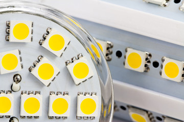 the same 3-chip LEDs on bulb E27 and GU10