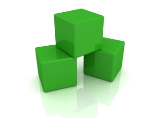 Naklejka premium green building blocks cubes on white background