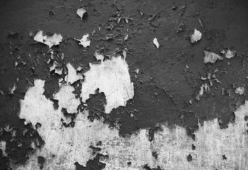 Cracked wall and paint. Photo in black style.