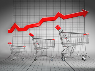 Sales growth. Shopping basket and graph