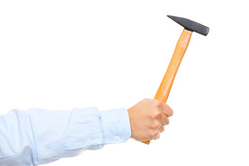Hand holding hammer