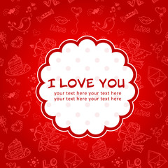 Doodle Valentine's day love postcard
