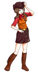 Cartoon illustration of a cowgirl