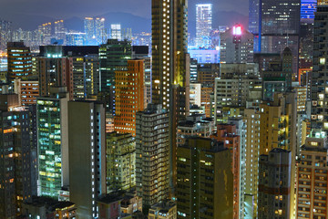 Fototapeta na wymiar building at night in Hong Kong