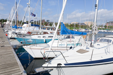 Urban mooring of boats in Copenhagen, Denmark