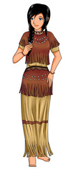 Fille amérindienne en costume traditionnel