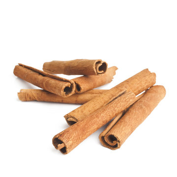 Cinnamon sticks isolated on white background