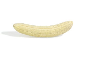 peeled banana isolated on white background