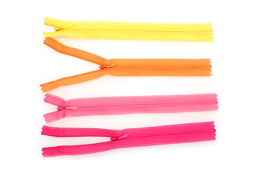 Multicolored zipper isolated on white