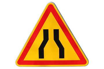 Panneau de danger temporaire : chaussée rétrécie