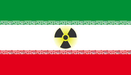 Flag of Iran with nuclear threat