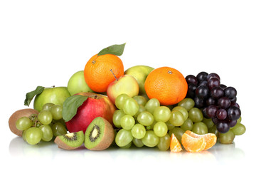 Ripe juicy fruits isolated on white