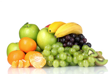 Ripe juicy fruits isolated on white