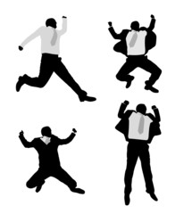 excited businessmen jump