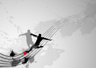 stylish power football stealing with dynamic splash background.