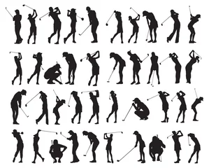 Foto op Canvas 40 female golf poses silhouette © Wei Loon Chong